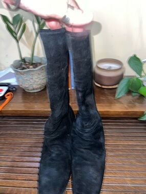 Simons Black Leather-Trim Boots